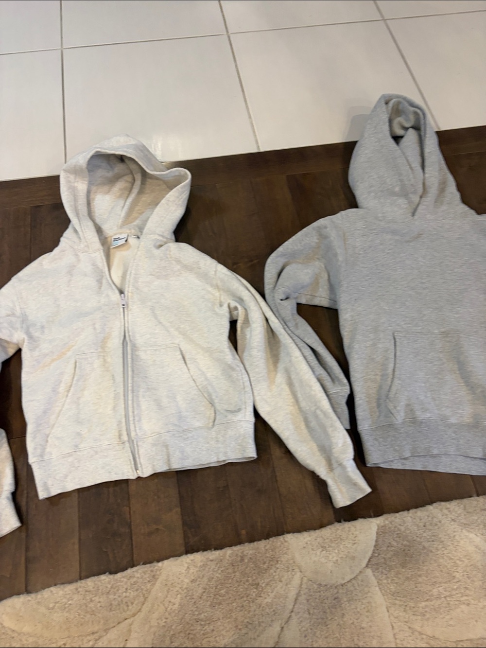 Aritzia Kids Light Gray & Heather Gray Hooded Sweatshirts